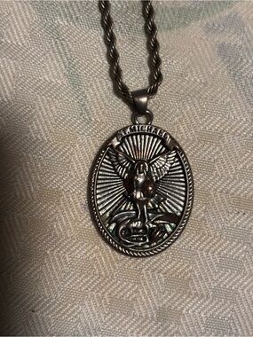 St. Michael Oval Silver-Tone Medal Necklace